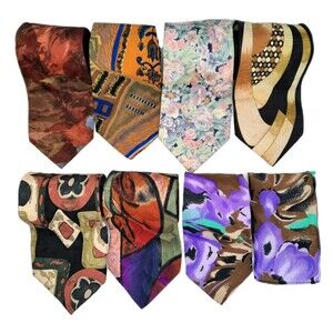 7 - Vintage Silk Ties Colorful Abstract Flic Jazz Pour Homme Peterman Co Zeidler